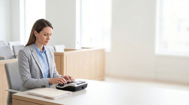 Court reporter capturing legal documentation for justice administration