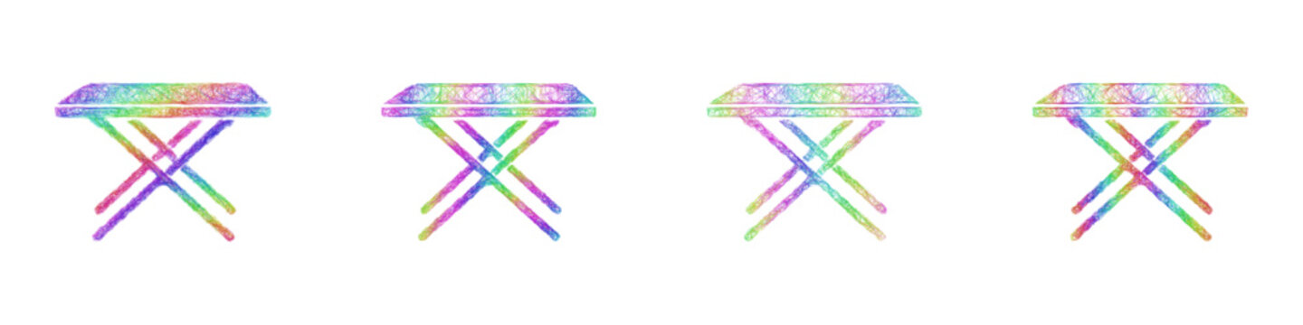 Colorful sketch folding table icon design set