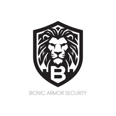 Fototapeta premium Lion logo design bold armor shield guardian mascot badge royal lion logo emblem