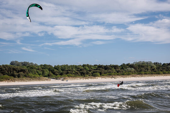 kite surfing on the beach