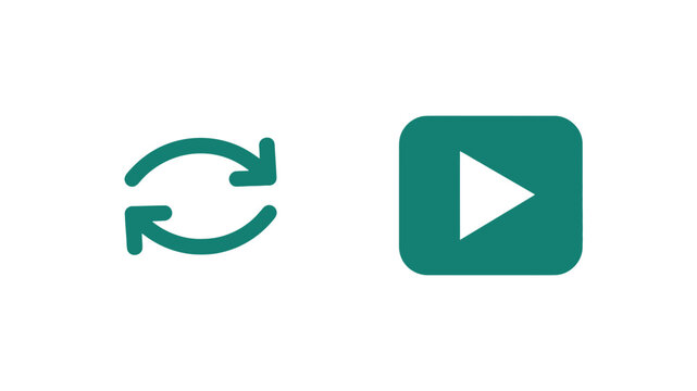 Media playback icons featuring a play button and loop repeat symbol