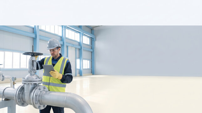 Oil and gas field technician working on energy production equipment