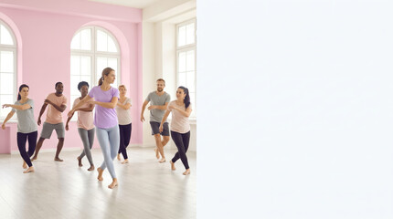 Fototapeta premium Dance instructor leading performing arts fitness education class