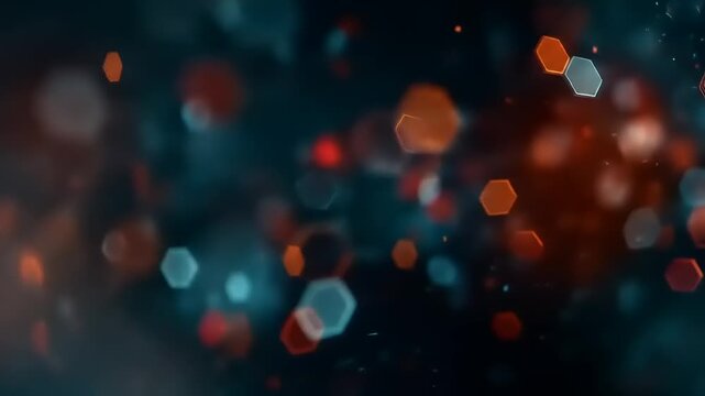 Abstract geometric hexagon bokeh background with glowing effects
