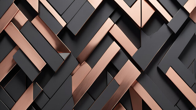 Asymmetrical Elegant Layout Of Intersecting Copper And Charcoal Slats