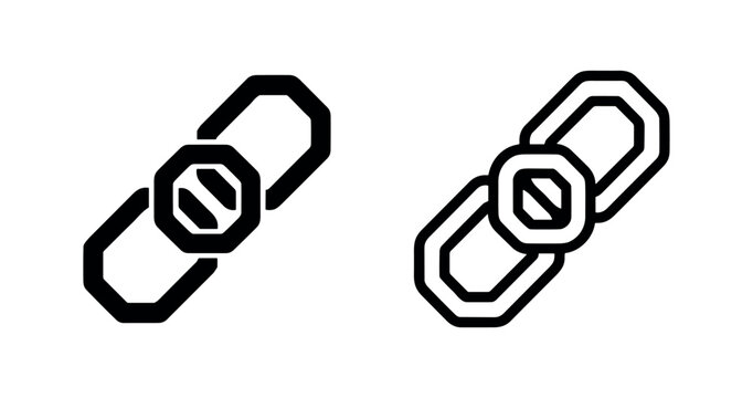 Broken Link or Disconnected Chain Icon: Symbol for Error, Separation, or Unlinking