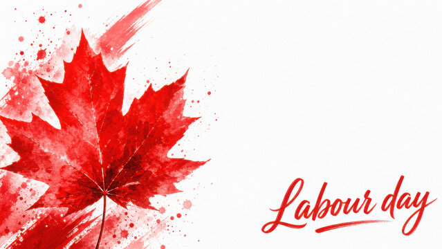 Happy labour day canada workers day celebration with maple leaf