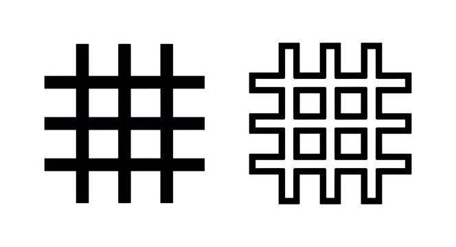 Grid or Lattice Icon, Solid and Outline