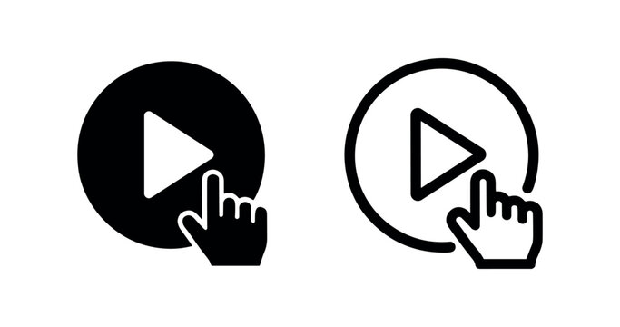 Play button with hand icon