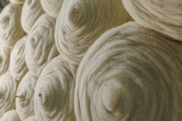 Merino Wool Rolls in a Textile Factory for Yarn Production © st.kolesnikov