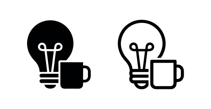 Light bulb and coffee cup icon, symbolizing creative ideas and productivity