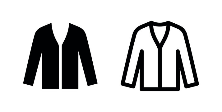 Cardigan or Open Jacket Icon Set