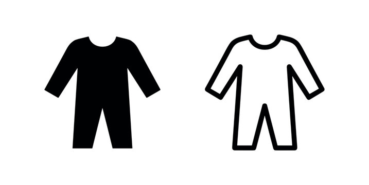 Jumpsuit or Romper Icon - Simple Solid and Outline Full Body Clothing Symbol
