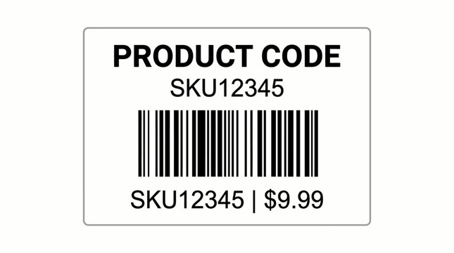 Close-up of a product code label with barcode and price on white background.