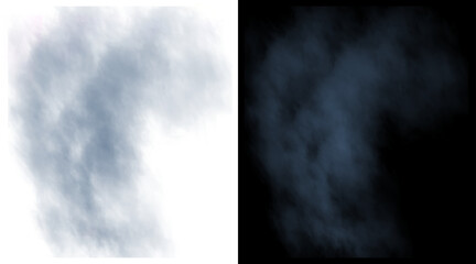 Fototapeta premium Atmospheric smoke texture on black and white background, realistic blue steam clouds, ethereal fog overlay for cinematic design and photo editing