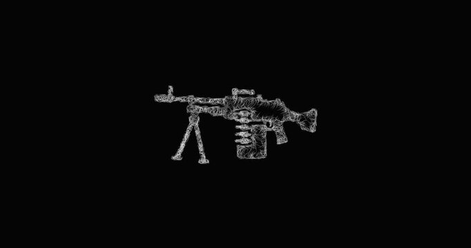 Sketch machine gun icon animation - smooth progressive reveal