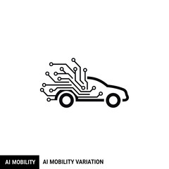 Fototapeta premium Autonomous AI Car Technology Vector Icon
