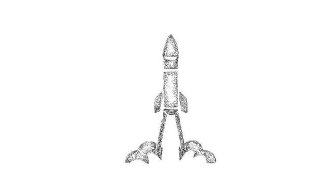 Sketch missile launch icon animation - smooth progressive reveal