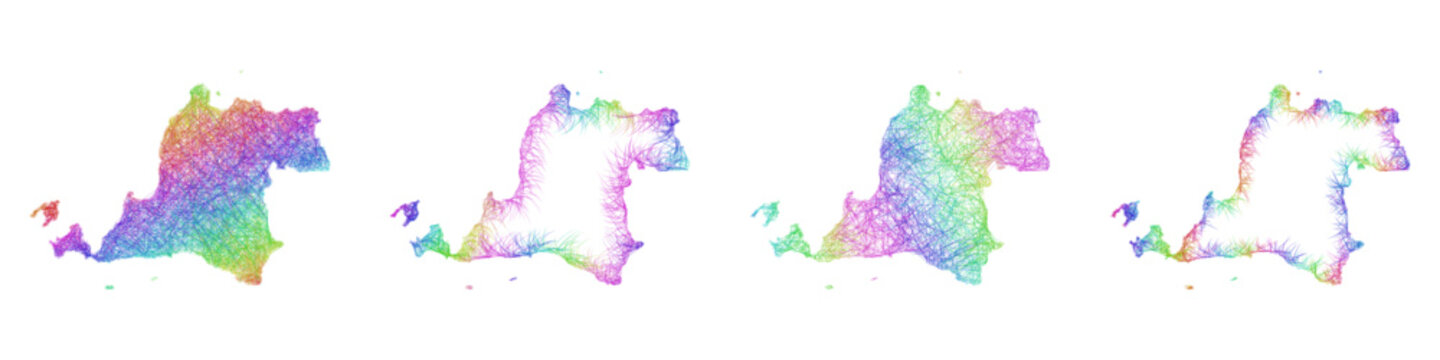 Multicolor sketch Banten map design set
