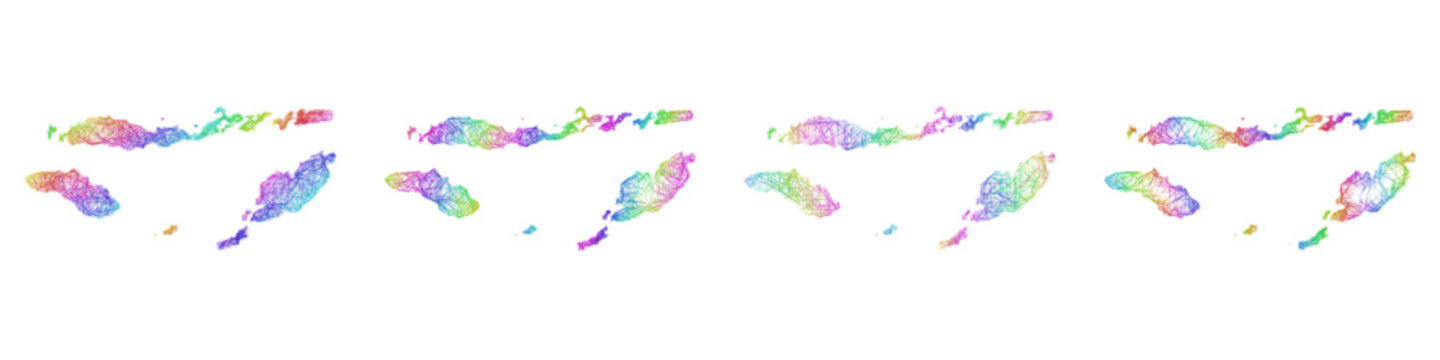 Multicolored sketch Nusa Tenggara Timur map design set