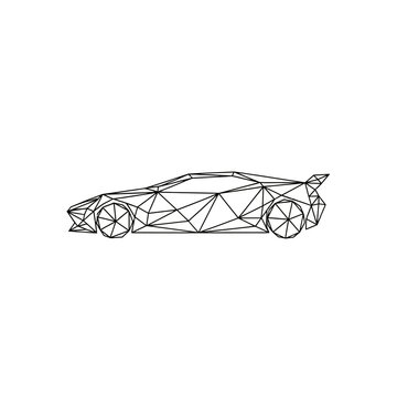 Low Poly Sports Car Wireframe Illustration
