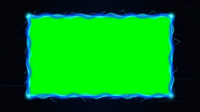 Animated Green Screen Frame with Blue Electric Energy Effect.