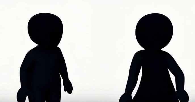 Silhouette of Two People Walking Side by Side in Minimalist Style