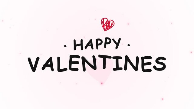 Happy Valentines Day Text Animation with Hearts and Pink Background.