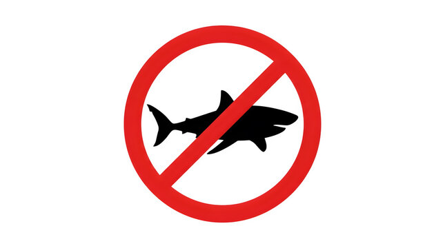 Prohibited shark warning symbol icon