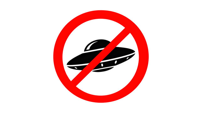 Prohibited ufo icon with red circle