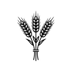 Fototapeta premium Wheat stalks tied together in a neat bundle stand vertically as a traditional agrarian symbol representing a bountiful harvest and agricultural productivity in this clean black and white illustration.