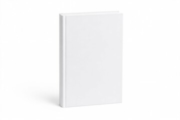 Fototapeta premium Blank hardcover book standing on white surface studio background
