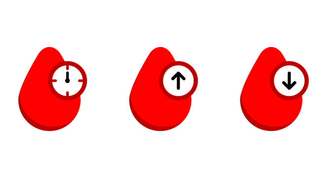 high and low Blood pressure isolated on white background flat vector illustration measurement