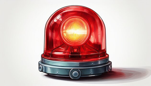 emergency vehicle warning light beacon flashing red light isolated on white background