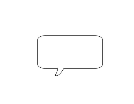 Minimal rectangular speech bubble icon with clean outline design. Modern chat message symbol for communication and user interface concepts. Simple abstract messaging element isolated for branding and 