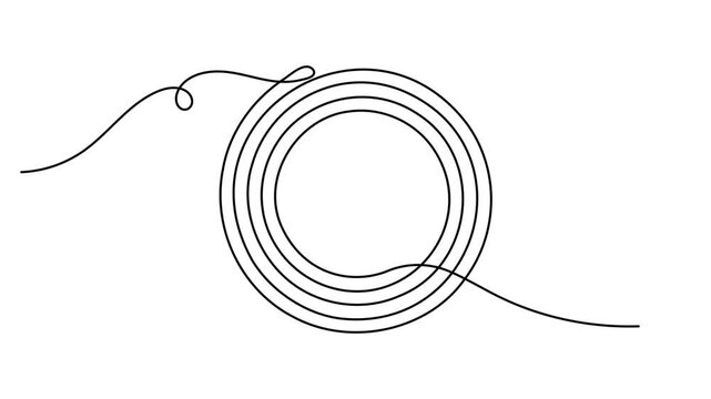 Circle frame icon sign continuous one line drawing on white background minimalist round border symbol 4k animation video