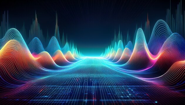 digital radio sound waves abstract background