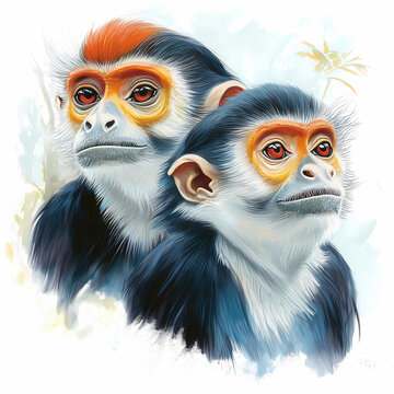 "Elegant Red-Faced Langur Duo: A Captivating Wildlife Portrait"