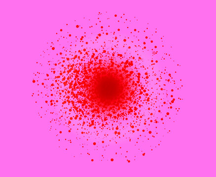 3d optic illusion noise spray round gradient. Dotted red grain stipple texture on pink background. Vector illustration