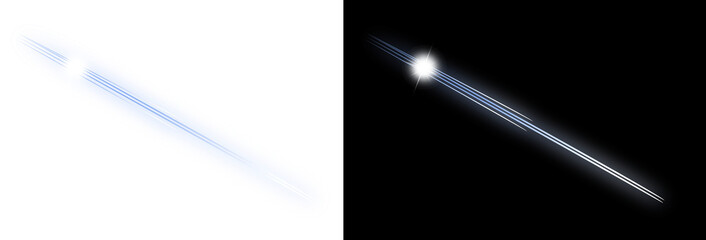 Abstract speed motion of falling asteroid with radiant light tail and glowing core for modern graphic design © Izzat