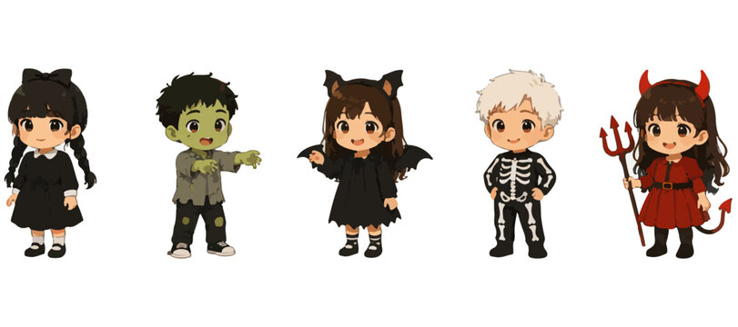 Kids in cute Halloween costumes