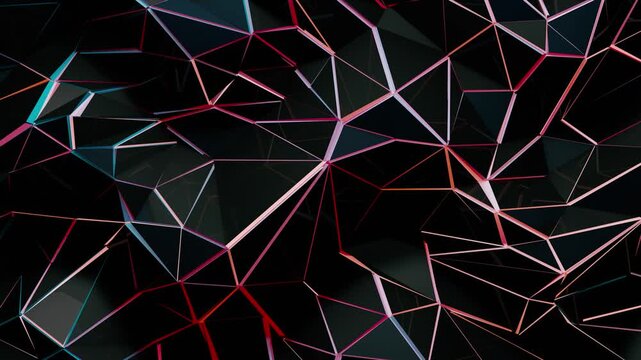  Fondo negro abstracto L&iacute;neas geom&eacute;tricas rojas Bucle de movimiento ondulado. Fondo abstracto animado con l&iacute;neas geom&eacute;tricas rojas onduladas y formas en negro. Bucle de gr&aacute;ficos en movimiento.