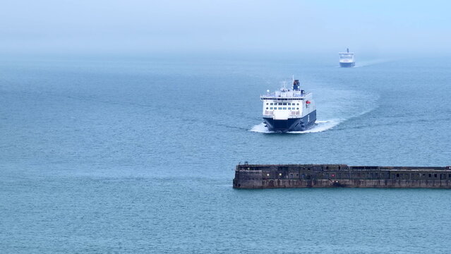 Ferry Entering Port of Dover Harbour