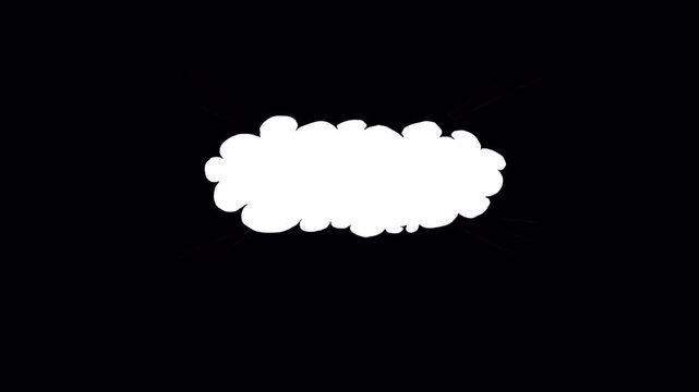 Abstract white cloud shape animated on black background.