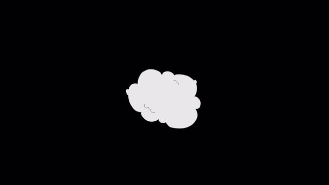 Minimalist white cloud shape pulsating on black background.