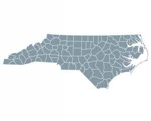 Plakat Map of North Carolina state, grey colour