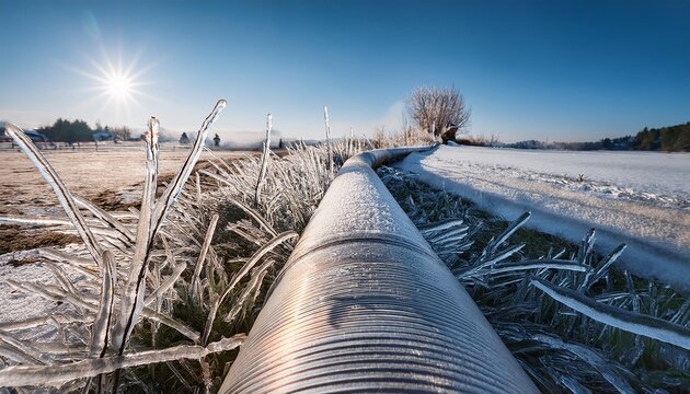frozen pipe with ice buildup indicating potential leakage risk