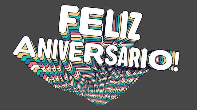Animaci&oacute;n de Texto Feliz Aniversario Colorido en Formato Vertical - Tarjeta Virtual e Invitaci&oacute;n Digital 2D