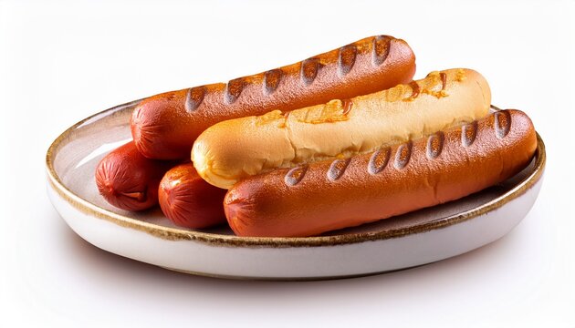 hot dogs in a plate on white background