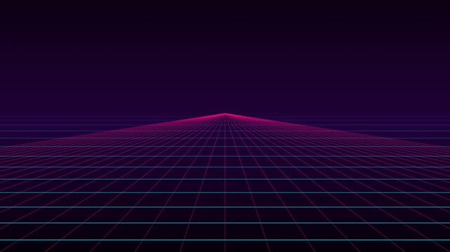 Synthwave Retro Grid Animation - 80s Neon Outrun Landscape Background 4K Seamless Loop